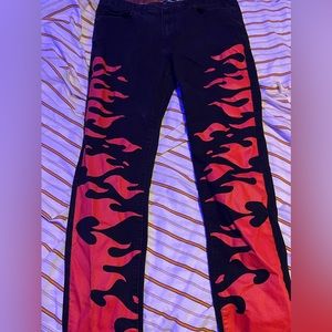 Black/Red flame jeans
